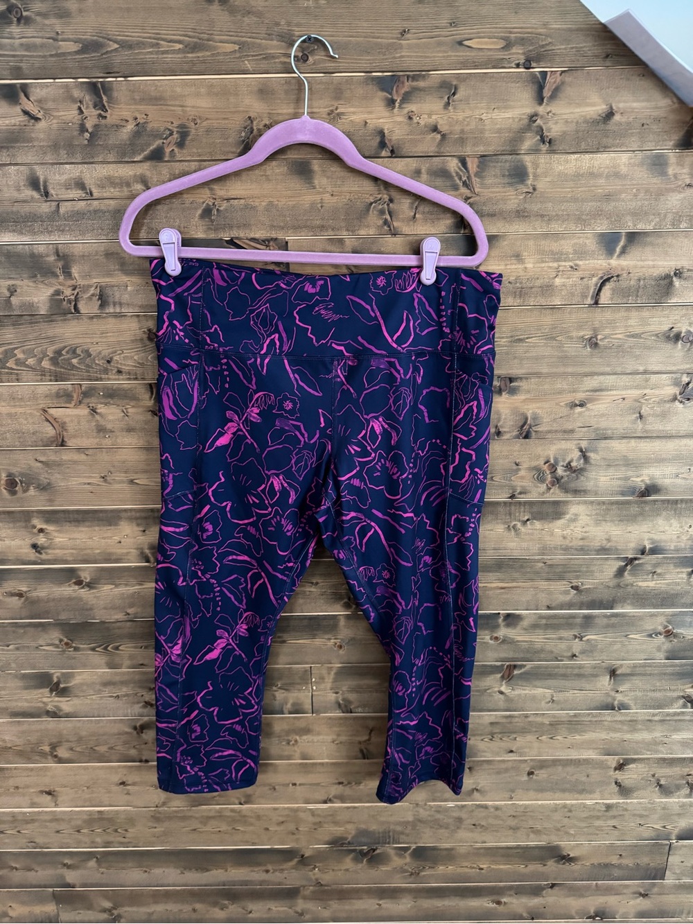 Avia Performance Navy and Pink Floral Capri Leggings